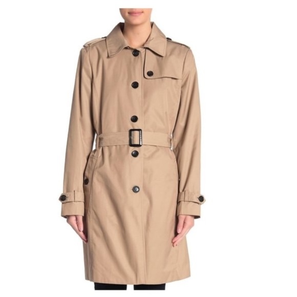 DKNY Spread Collar Trench Coat - Picture 2 of 11